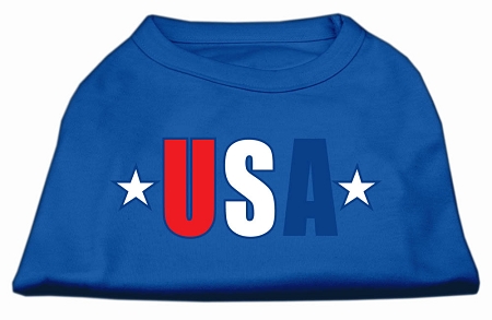 USA Star Screen Print Shirt Blue XL